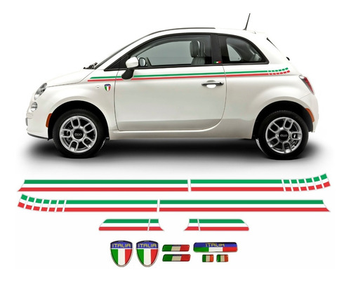 Kit Completo Adesivo Fiat 500 + Coluna Resinado Tuning Kit08