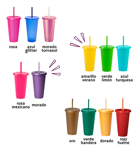 20 Vaso Reusable Personalizado Con Popote, 24 Oz