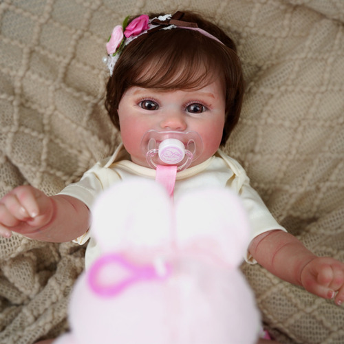 Brastoy Bonecas Bebê Reborn Princesa Pintada Silicone 48cm