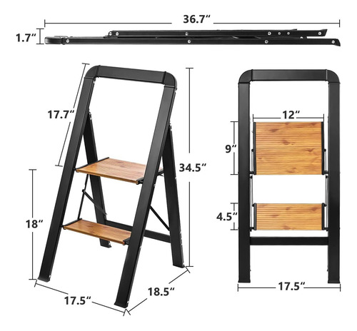 Taburete Plegable De Escalera De 2 Escalones, Taburete De Es
