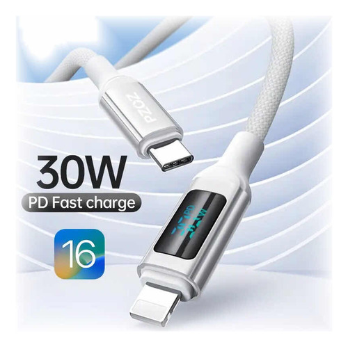 Cable Lighting Usb C 30w Con Pantalla 1.2mts