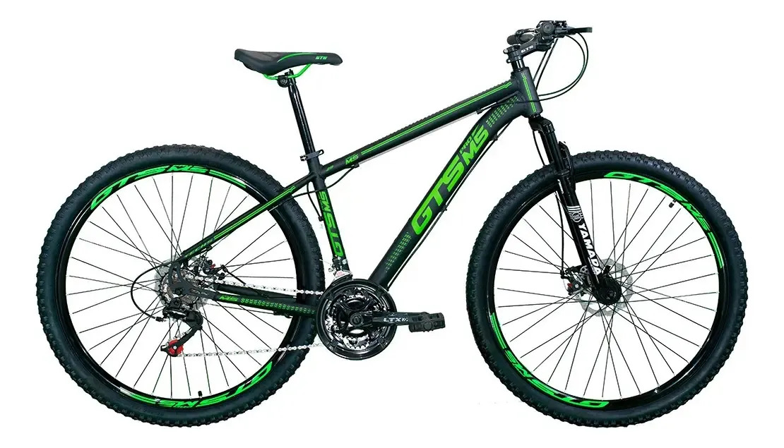 Bicicleta Gts Pro M5 Techs Aro 29 Freio À Disco 24v Aluminio Cor Preto E Verde Tamanho Do Quadro 21
