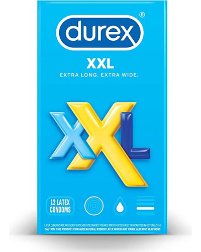 Caja 9 Durex Xxl Condones Preservativos Extra Largos Grandes