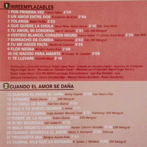 Los Palmeras Cd Nuevo Original 22 Éxitos Tenelo Ahoraa