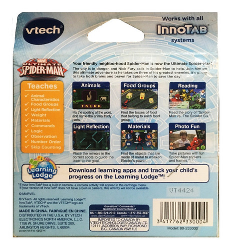 Video Juego Ultimate Spider Man Software Vtech Innotab Niños