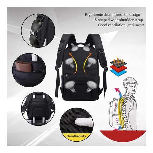 Mochila Para Computadora Portátil De Trabajo De 17 Pulgadas