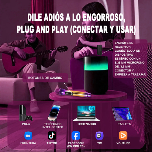 Micrófono Mic-108 Inalámbrico Profesional Karaoke Kit 2pcs
