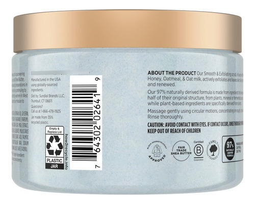 Exfoliante Corporal Con Azúcar De Karité Y Avena Con Miel De