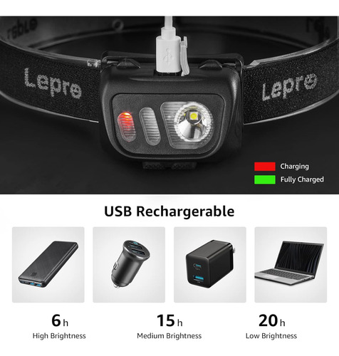 Lepro Pr320017-a-2 Cosco Recargable Con Sensor De Movimiento