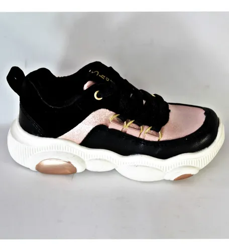 Tenis Mayoreo Suela Oso Shadow Urbano 6 Pzs Negro Rosa