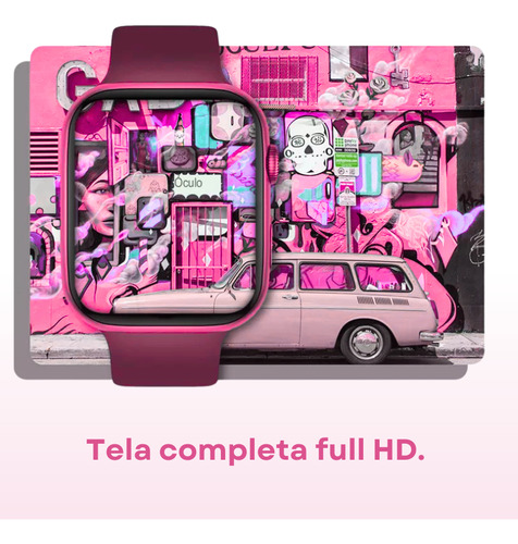 Smartwatch I8 Pro 2025 Max 1.8" Saúde Fit Pulseira Silicone cor Rosa