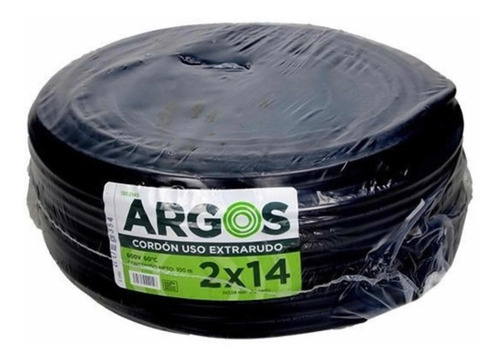 Cable Uso Rudo 2x14 Argos 50mts Negro 100% Cobre