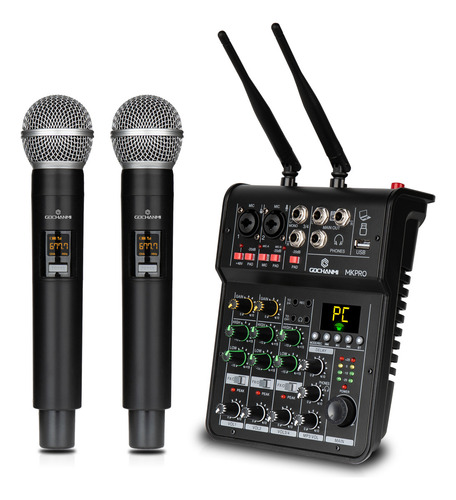 Mezcladora Gc Con 2 Microfonos Usb Multifuncional Mkpro