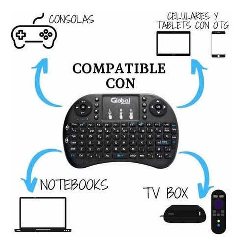 Mini Teclado Inalámbrico Touchpad Led Retroiluminado Tv Box