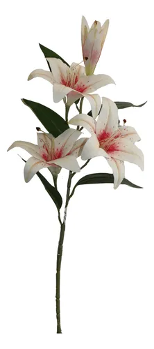Lirio De 4 Cabezas Blanco Lila 80cm Artificial