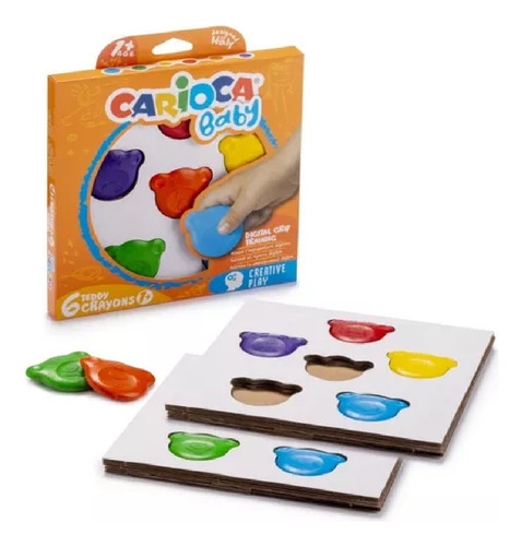 Crayones Ceras Carioca Baby Teddy X 6 Unidades Forma Osito