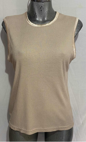 Blusa Beige Canale Ms. Priority M Orillas Satinadas S/manga