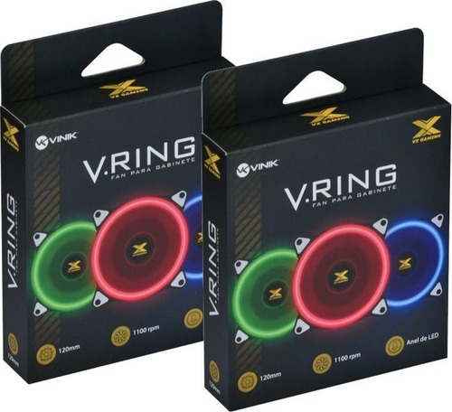 2x Cooler Fan Vx Gaming Vring Led Verde 120mm Para Gabinete 