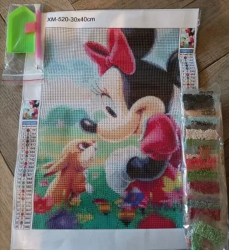 Pintura Com Diamantes-diy 5d Strass-mickey E Minnie-20x30 Cm