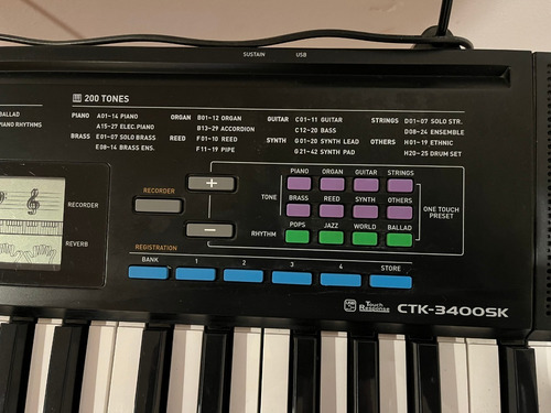 Imagen 2 de 7 de Teclado Casio Ctk-3400 Con Atril Y Fuente De Poder