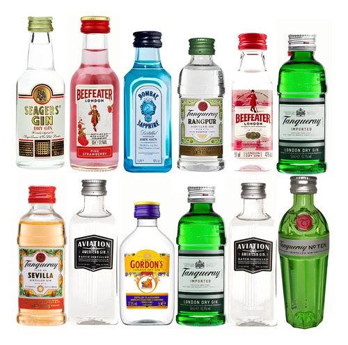 Kit Com 12 Miniaturas Originais De Gin 50ml