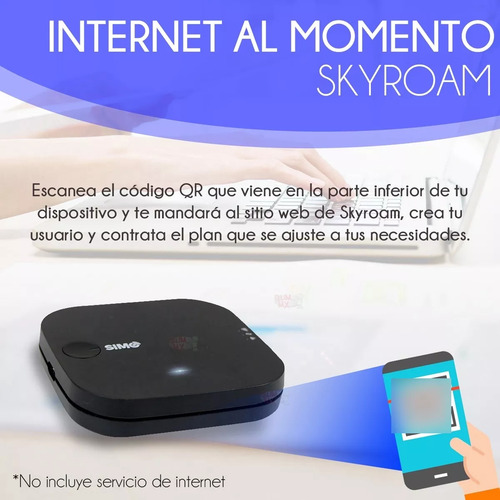 Modem portátil inalámbrico Punto Acceso Wifi Internet 4g Skyroam Simo E1 Refurbished Color Negro