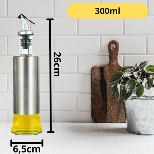 Conjunto 2 Porta Azeite/óleo Vinagre Em Vidro Premium 300ml