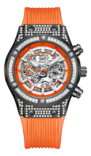 Relojes Luminosos Mecánicos Automáticos Onola Color De La Correa Naranja