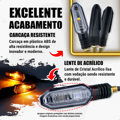Kit 4 Piscas Seta Cristal 12v Para Guidão Com Rosca