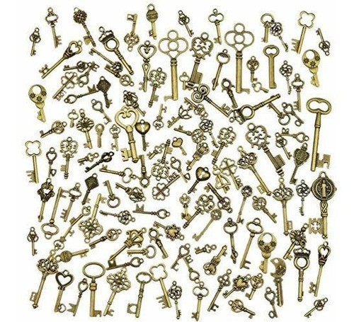 125 Piezas De Llaves De Esqueleto Vintage Bronce Antigu...