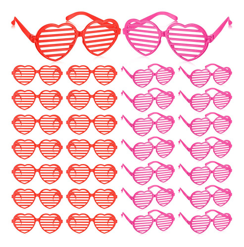 Lentes Para Fiestas De San Valentin Corazones Rojo Rosa 24p