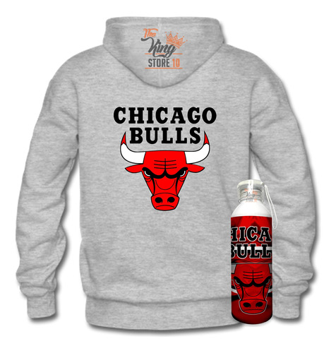 Poleron Con Cierre + Botella, Chicago Bulls, Basketball, Nba, Deporte, Fans, Xxxl