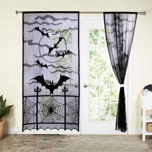 Cortinas U Halloween Bats De Encaje Negro Para Festival Wind