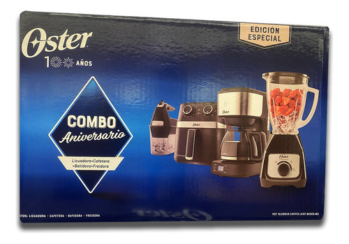 Licuadora Oster Edicion Especial COMBO ANIVERSARIO negra y plata con vaso de vidrio - Incluye 4 accesorios