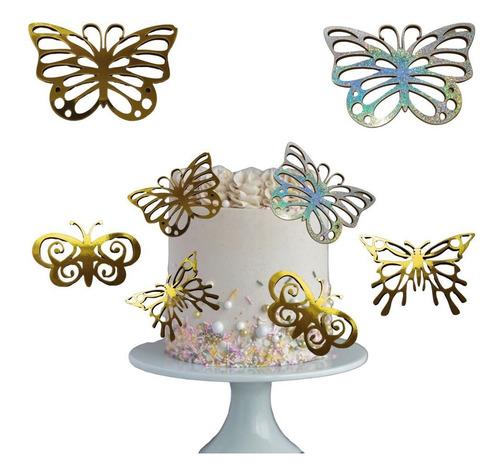  24pzs Decoración Pastel De Mariposa Letrero Feliz Cumpleaño