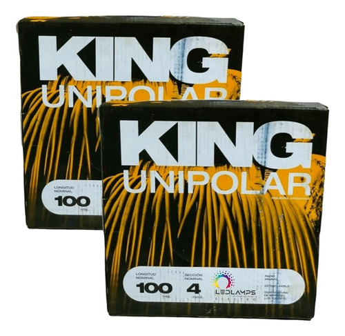 Pack X 2 Rollos Cable Unipolar King 4mm 100m C/u Colores