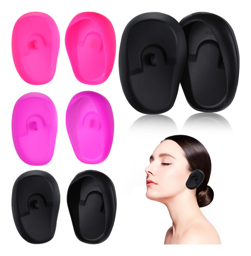 Para Orejeras De Silicona, Tintes For El Cabello, 4 Pares /