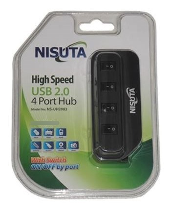 Hub Usb 2.0 Con 4 Puertos Switch Individual Nisuta Ns-uh2083