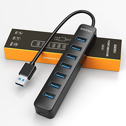 Idsonix Usb Hub 3.0, 7 Puertos 5v / 3a Powered Usb Hub,...