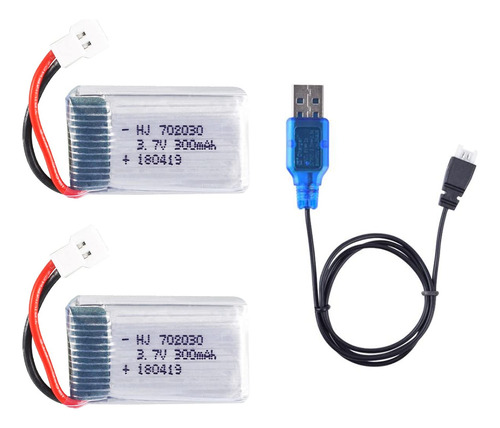 2 Unids 3.7 V 300 Mah 20c 702030 Bateria Recargable Lipo Con