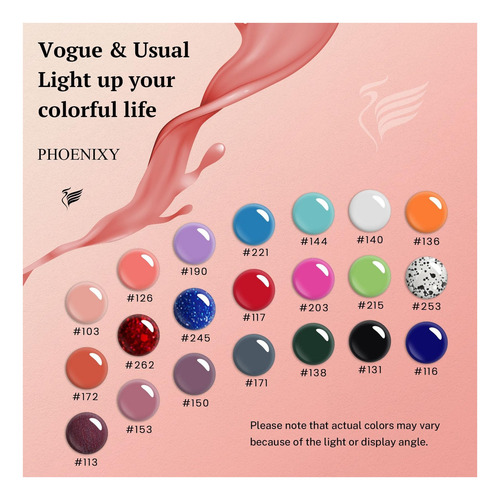 Phoenixy Set Esmaltes Uñas Gel 24 Uds, Base Top Coat Marrón