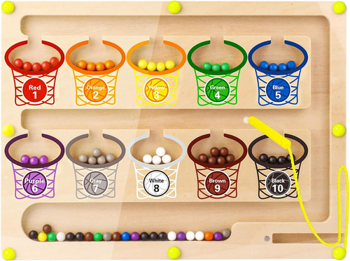 Laberinto Magnético De Color Y Número, Juguetes Montessori P