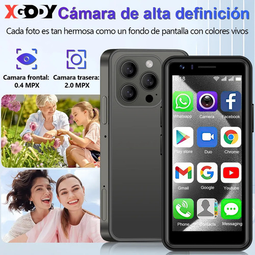 Mini Smartphone Xgody I15pro 3.5inch 3g Dual Sim 4 Gb Ram Y 32 Gb Rom Android10 Mini Teléfono Inteligente 3000mah Con Desbloqueo Facial Negro