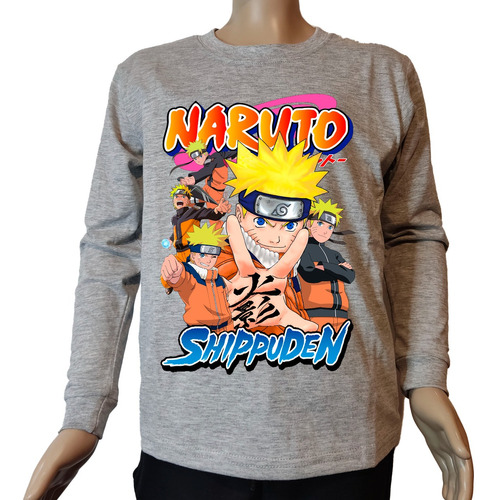 Camiseta Remera Manga Larga Naruto Shippuden Para Niño