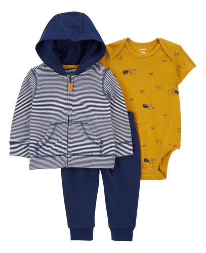 Carter´s Set 3p Campera Fina Rayas +body M/c+ Pant 24 Meses