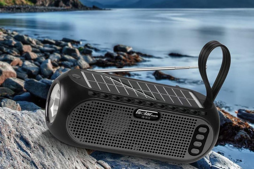 Imagen 2 de 4 de Parlante Solar Radio Fm Bluetooth Usb Micro Sd Linterna