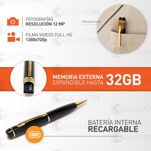 Camara Espia Oculta En Lapicera Mini Seguridad Vigilancia Hd