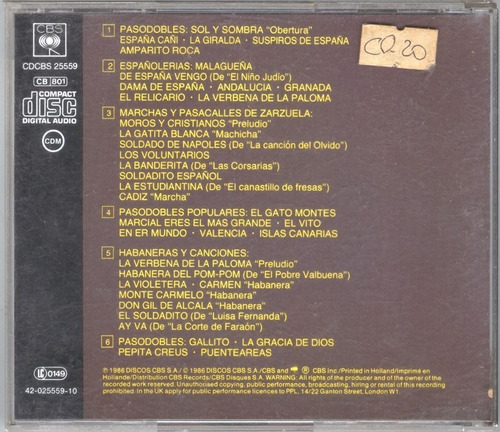 Luis Cobos - Sol Y Sombra Pasodobles Cd Usado U.s.a. (Usado)