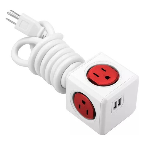 Allocacoc Multitoma En Cubo Extensión De 1.5mts Roja Usb