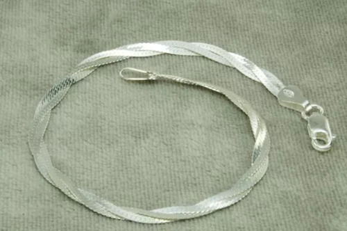 Pulseira Trançada Laminada 2 Fios Prata 925 (me6)
